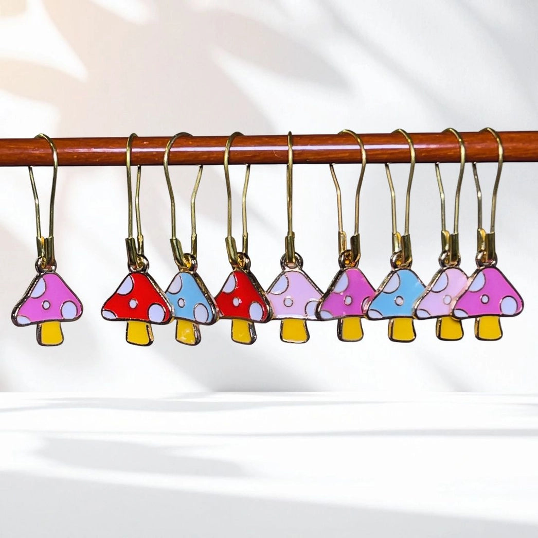 Wild Mushroom Stitch Markers, Set of 10