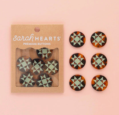 Sarah Hearts Buttons - 1" (pack of 10)