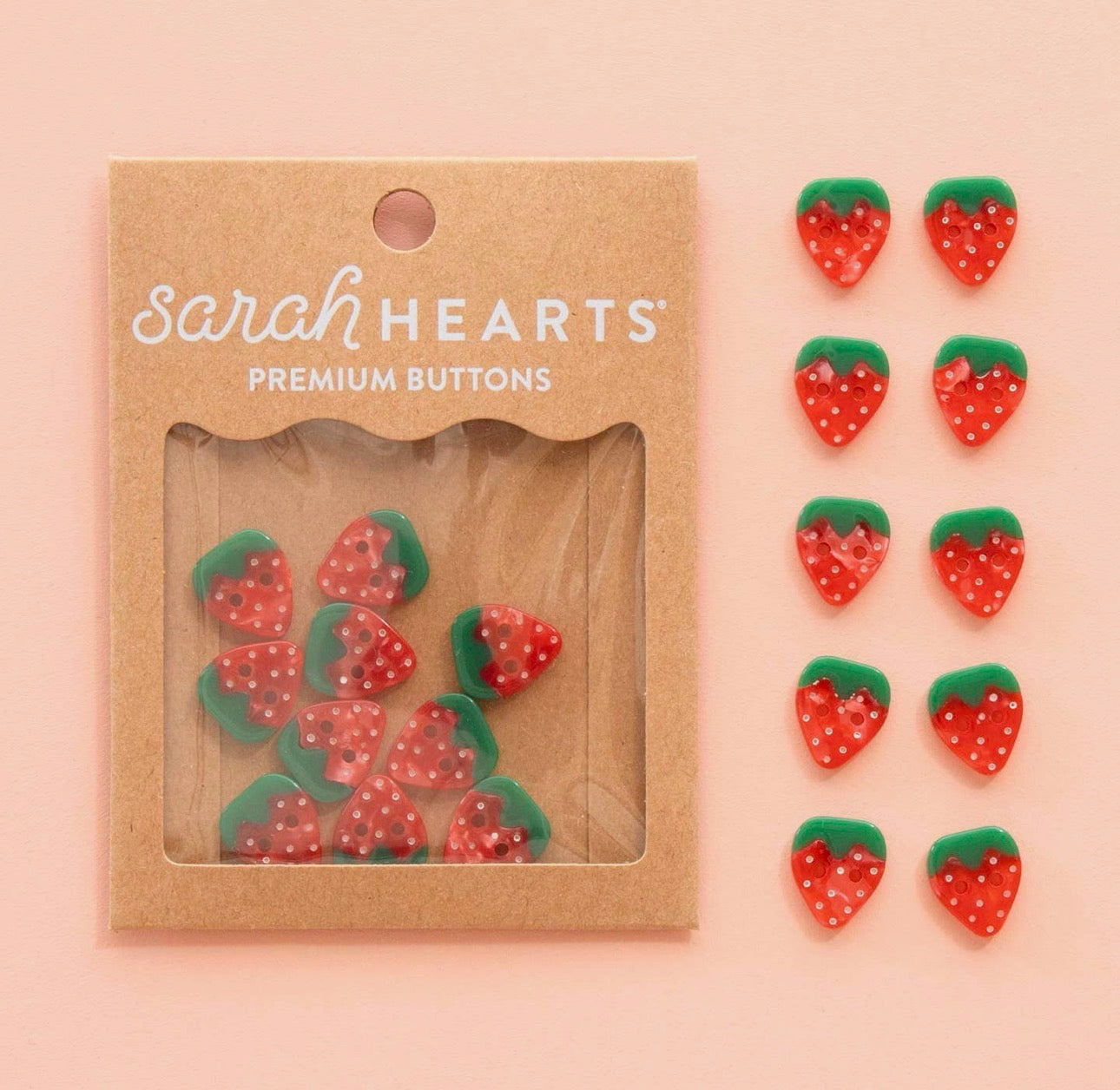 Sarah Hearts Buttons - 5/8" (pack of 10)