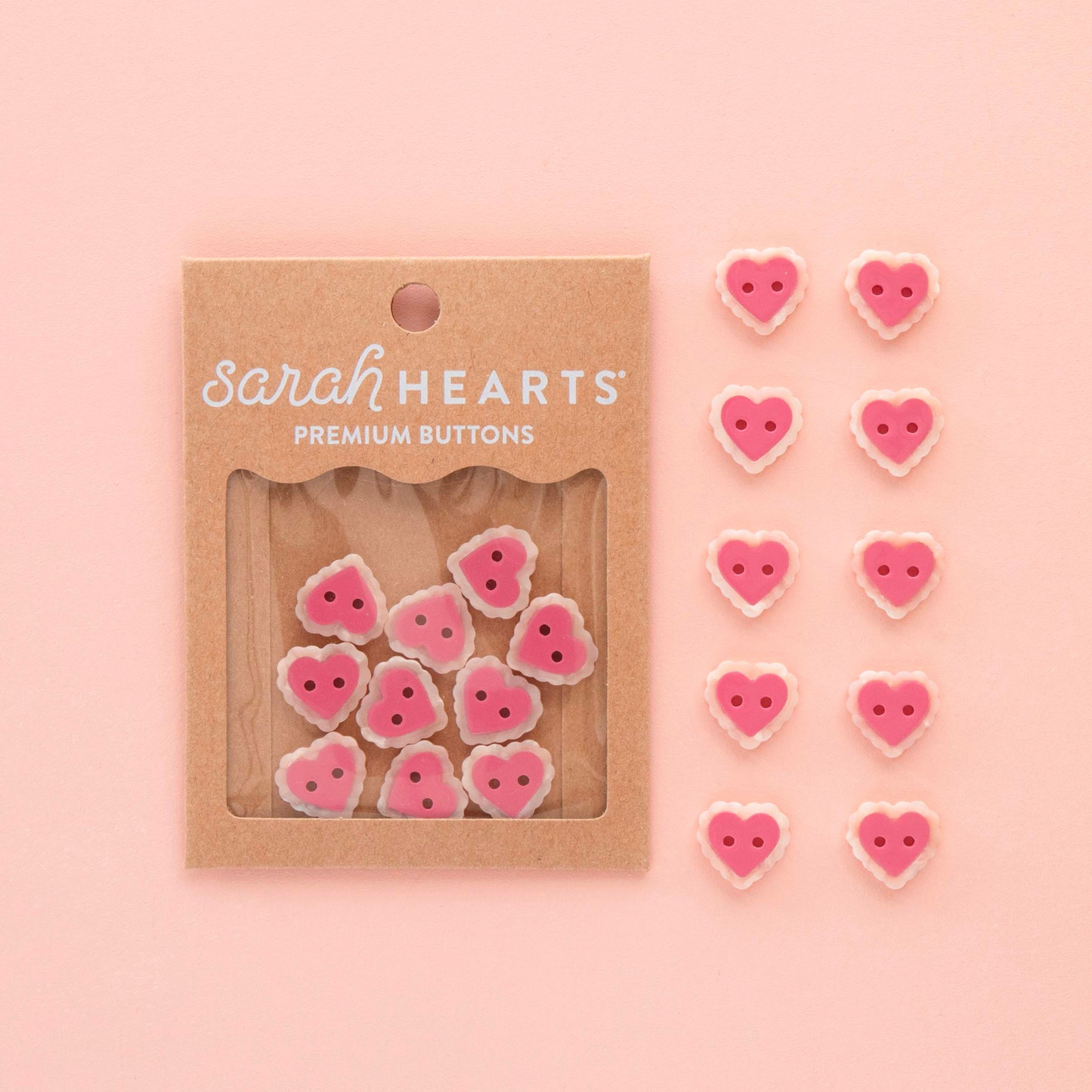 Sarah Hearts Buttons - 5/8" (pack of 10)