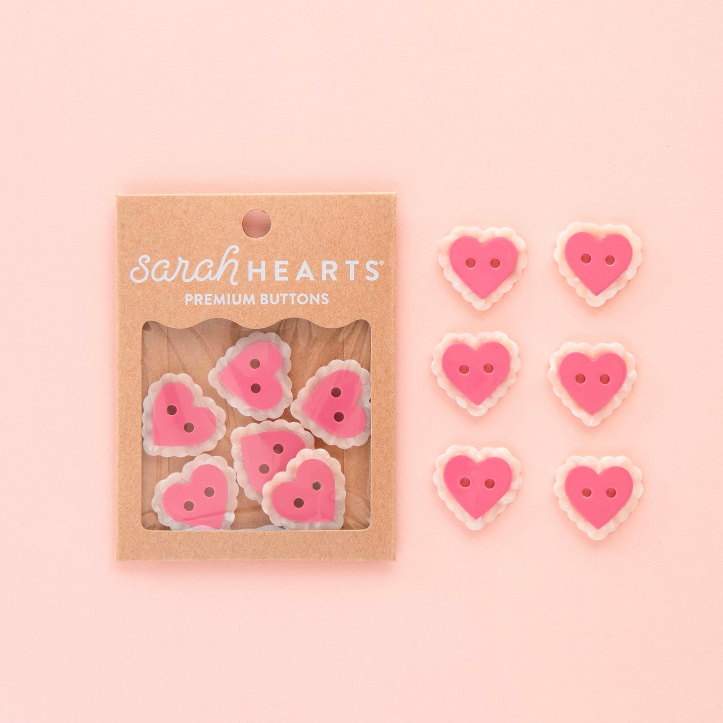 Sarah Hearts Buttons - 1" (pack of 10)