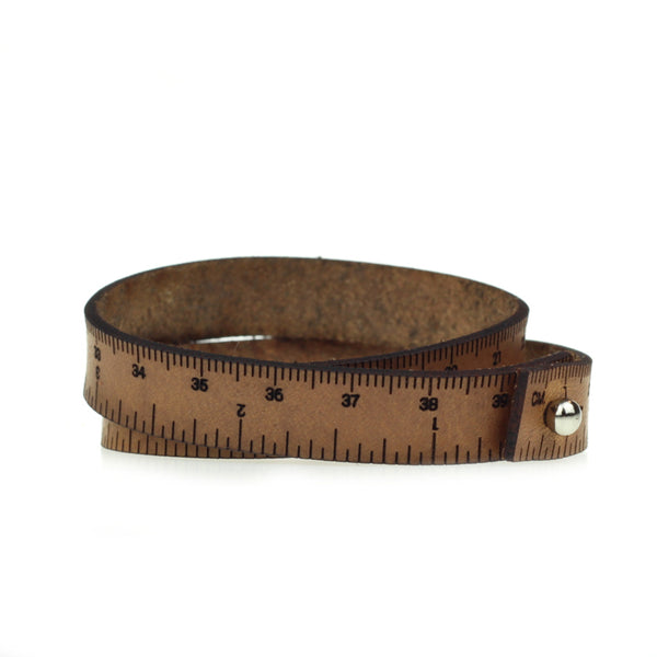 Leather Wrist Ruler Bracelet, 16-inch
