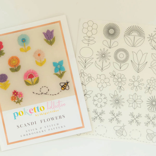 Scandi Flowers Stick and Stitch Embroidery Pattern
